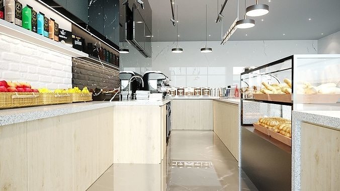 Coffeeshop 3D Model Interior Scene 3D model 7