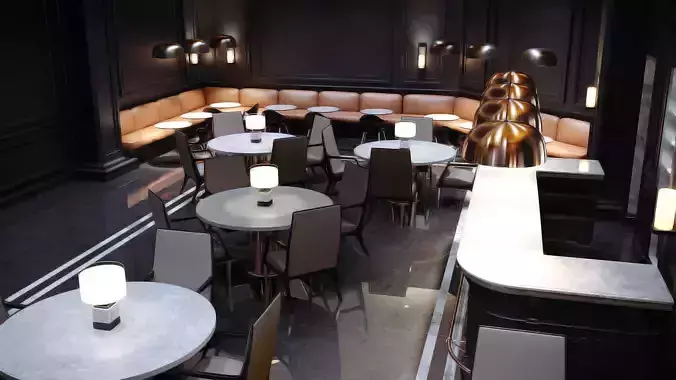 LUXURY RESTAURANT FULL 3D SCENE Free 3D model