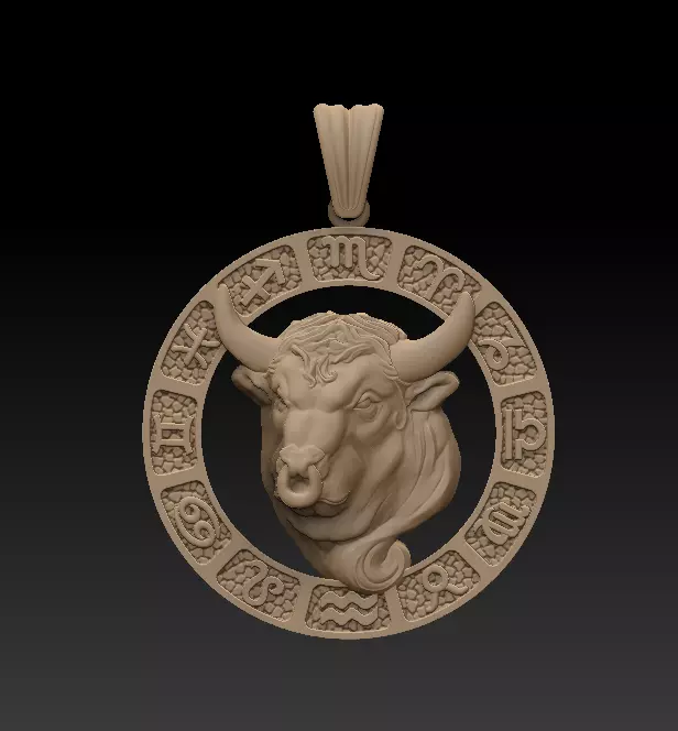 Horoscope Taurus Bull Pendant 3D model