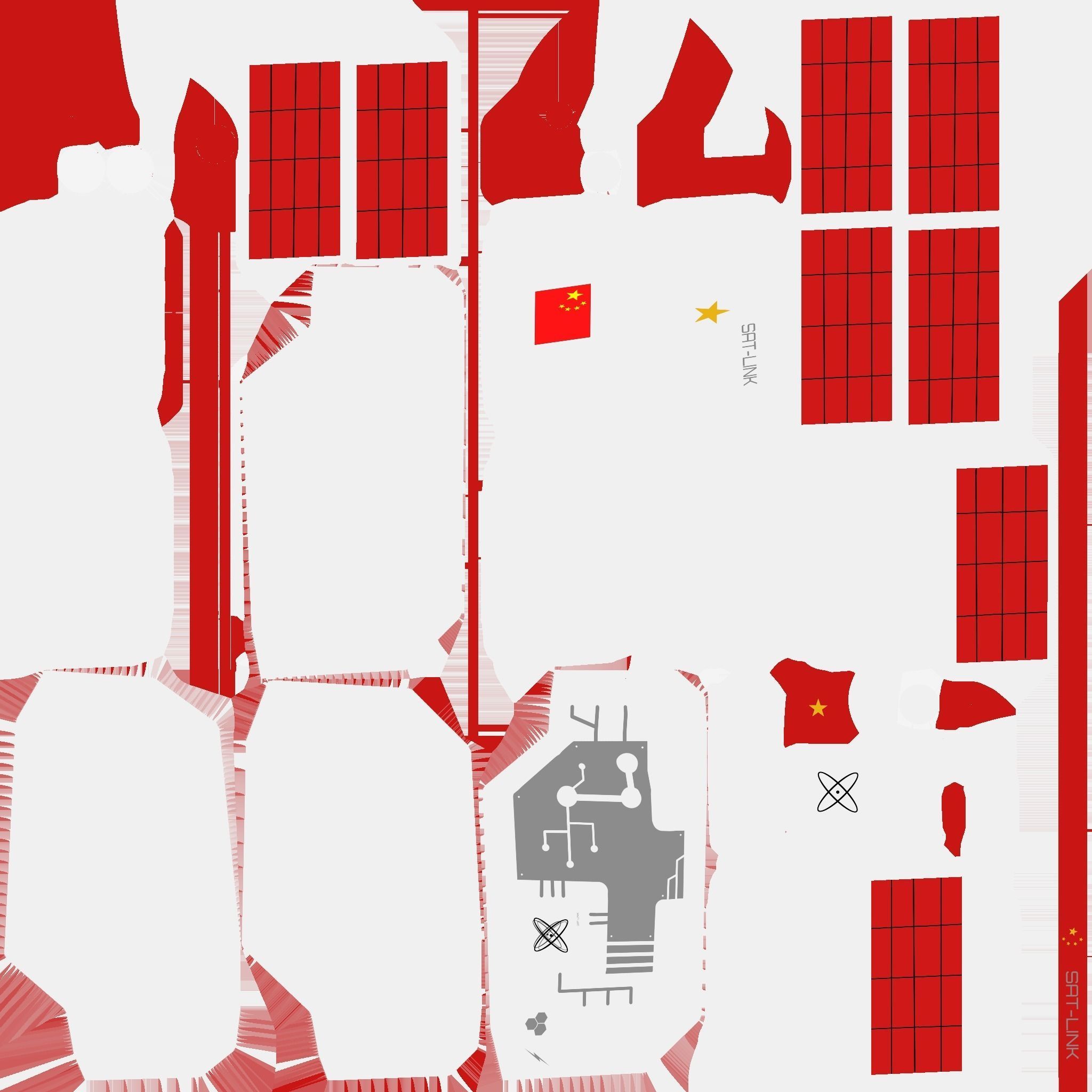 Satellite B10 China - SciFi Space Design Low-poly 3D model_19