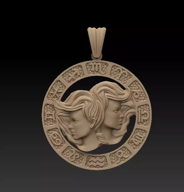 Horoscope Twins Pendant 3D model_0