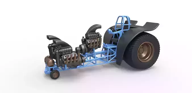 Pulling tractor 3 engines V8 Version 2 Scale 1 to 25