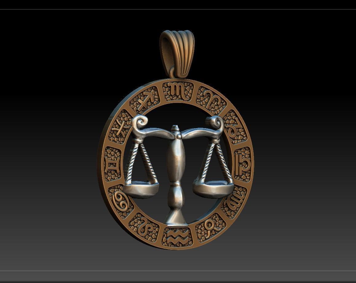 Horoscope Libra Pendant 3D model_4