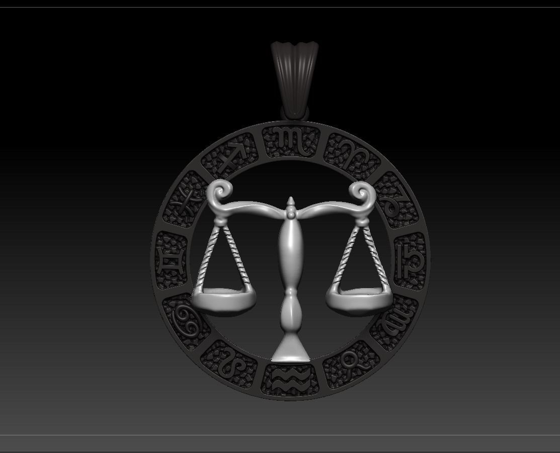Horoscope Libra Pendant 3D model_6