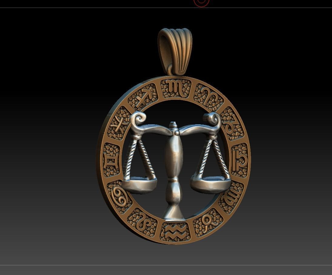 Horoscope Libra Pendant 3D model_3