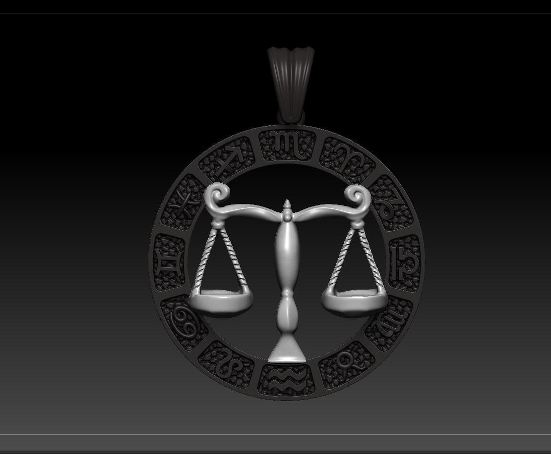 Horoscope Libra Pendant 3D model_5