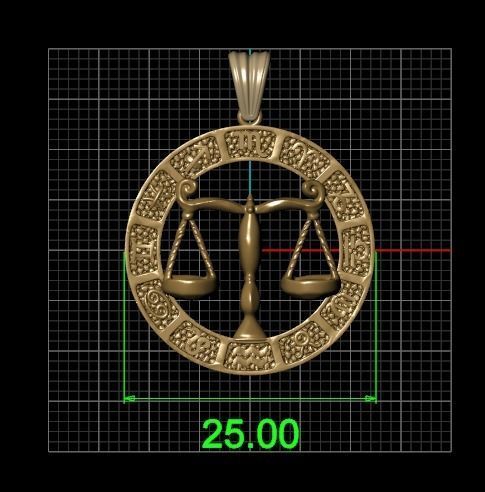 Horoscope Libra Pendant 3D model_8