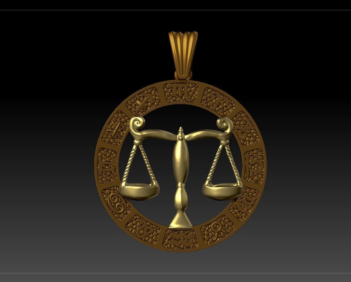 Horoscope Libra Pendant 3D model_2