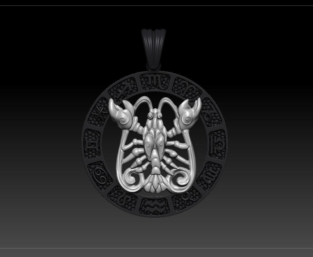 Horoscope Cancer pendant 3D model_5
