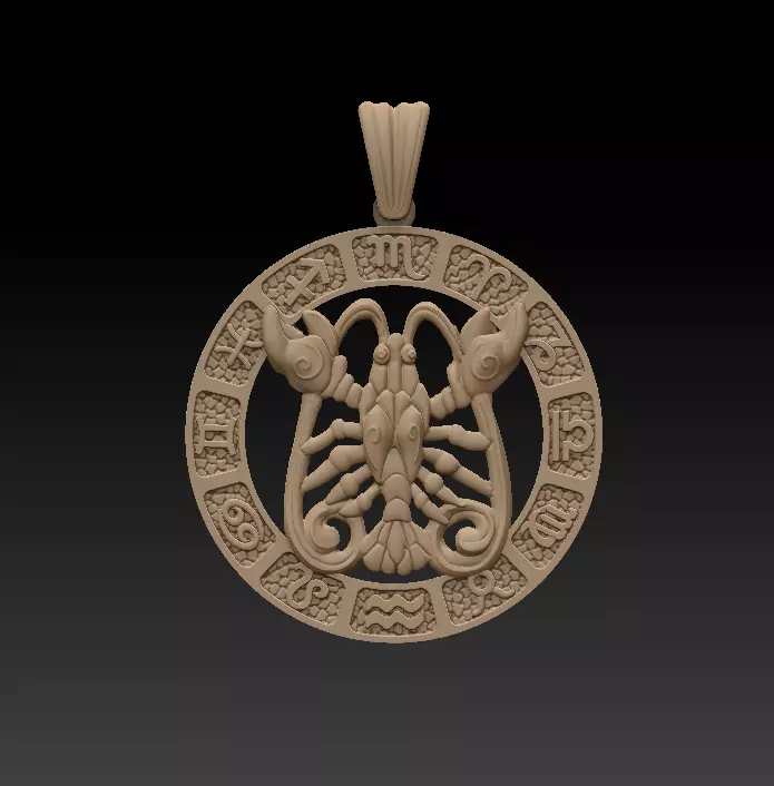 Horoscope Cancer pendant 3D model_0