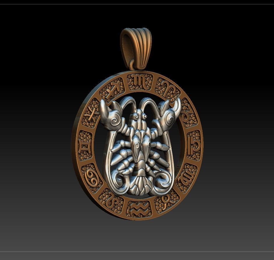 Horoscope Cancer pendant 3D model_3