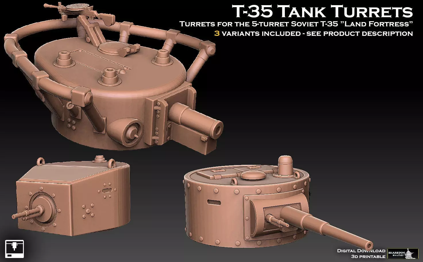 T35 Tank Turrets 3D print model_0