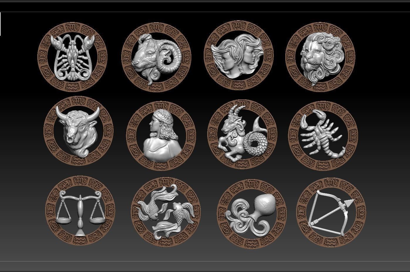 Jewellery Horoscope Signes Pack 3D model_3