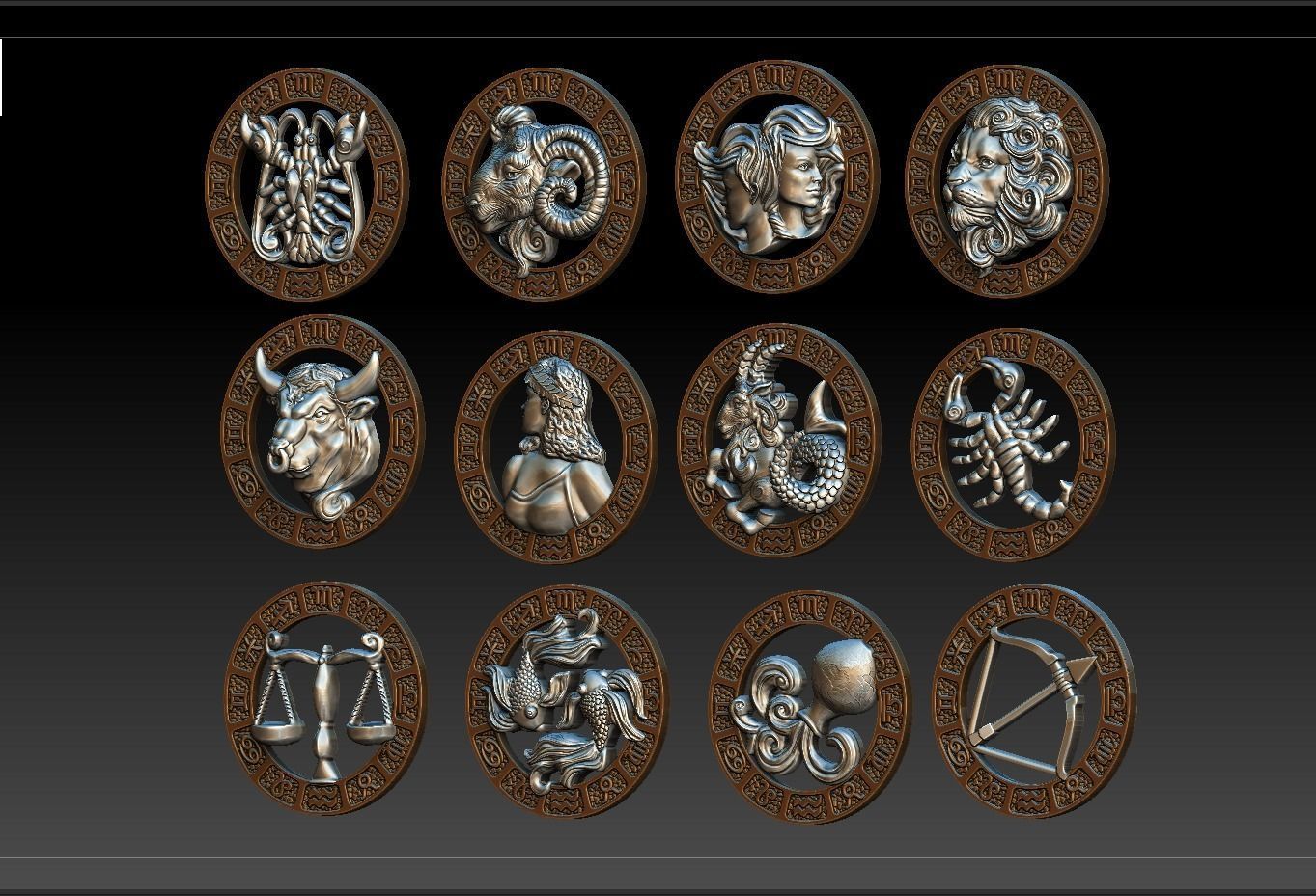 Jewellery Horoscope Signes Pack 3D model_4