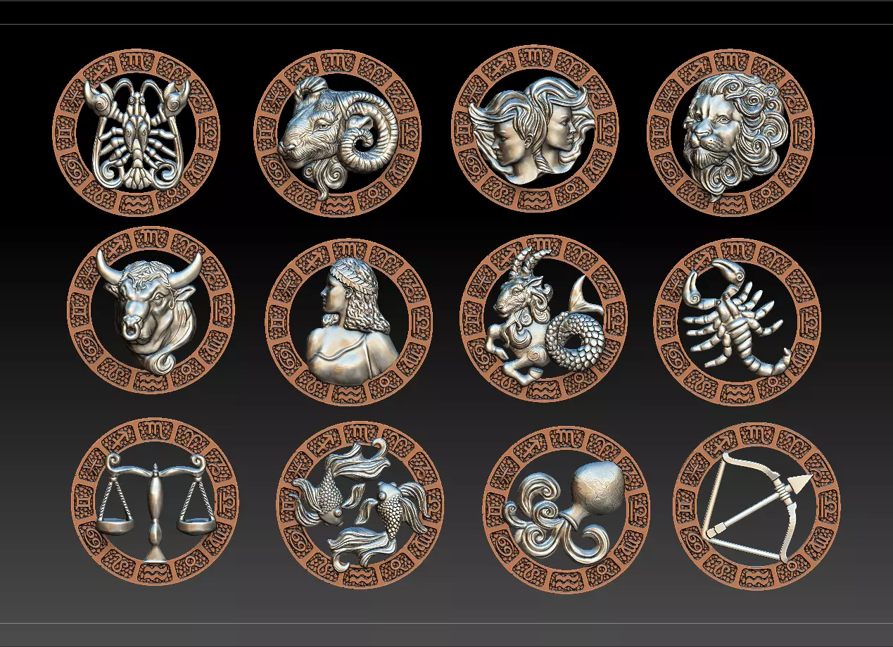 Jewellery Horoscope Signes Pack 3D model_0