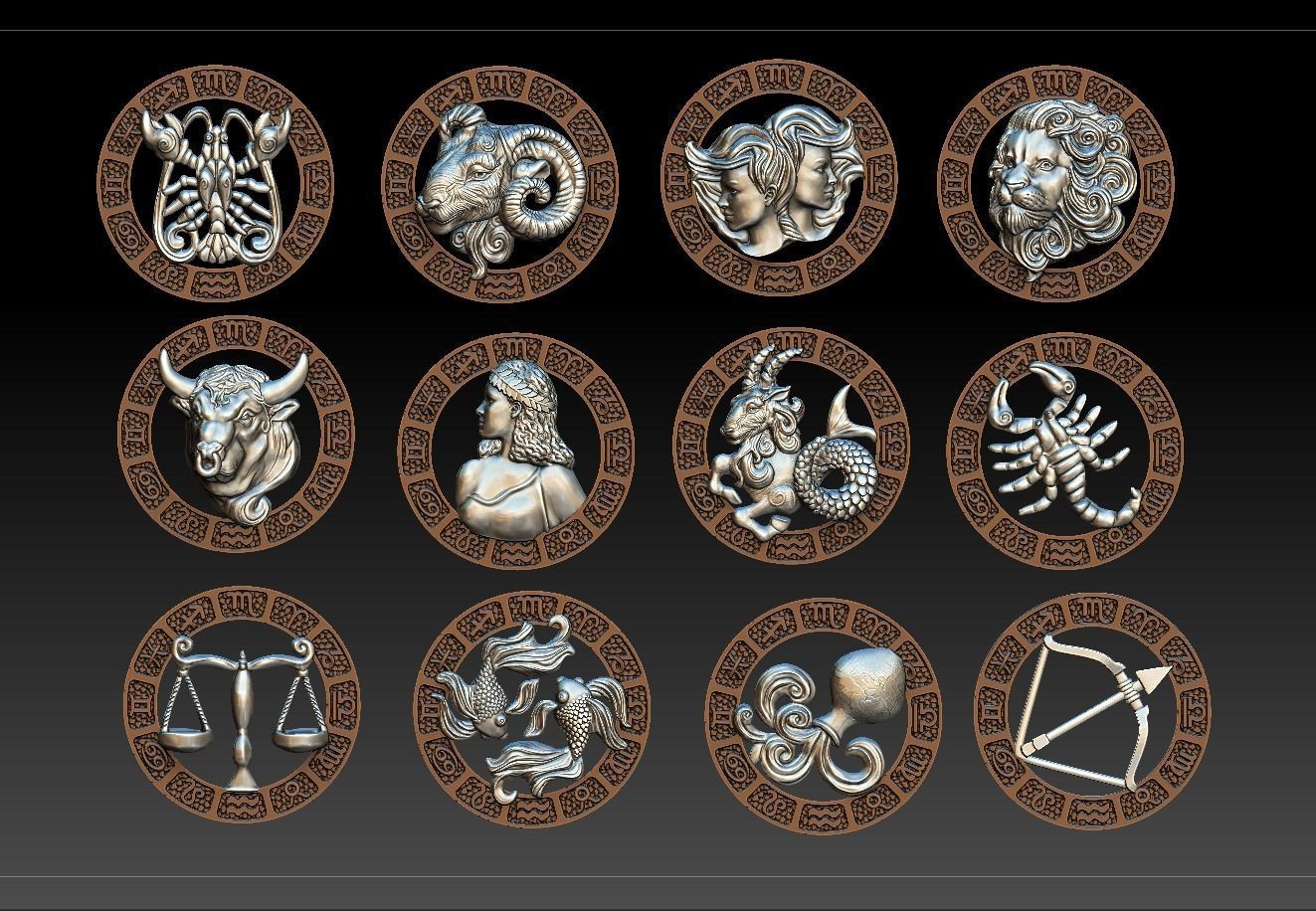 Jewellery Horoscope Signes Pack 3D model_2