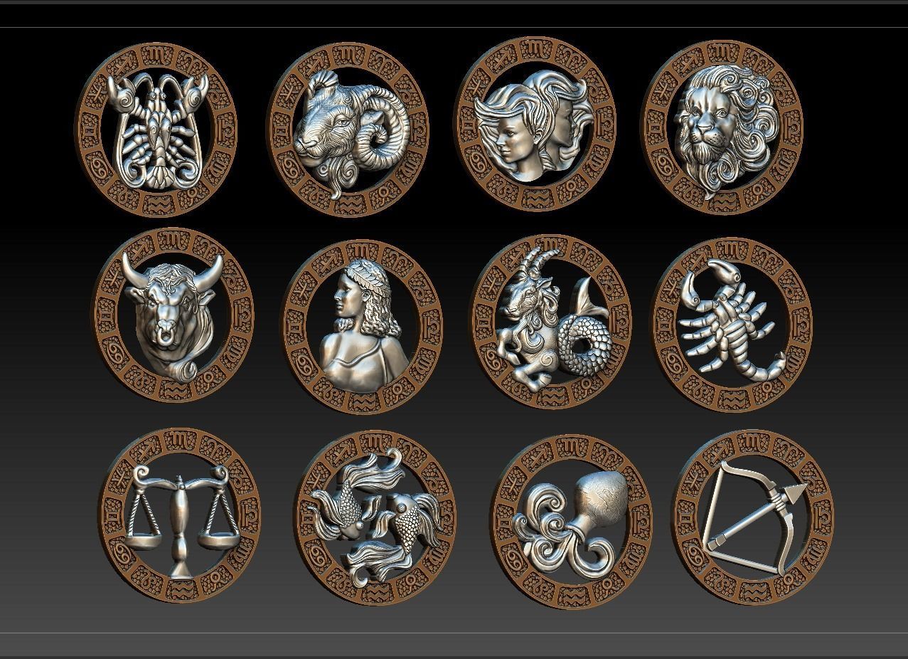 Jewellery Horoscope Signes Pack 3D model_1