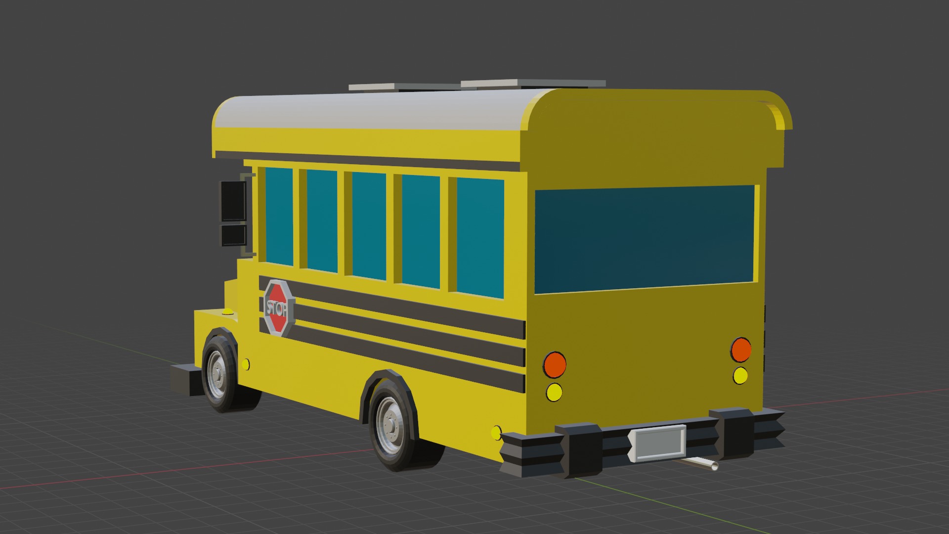 Stylized Yellow School Bus - Low-Poly Game Ready Model Low-poly 3D model_10