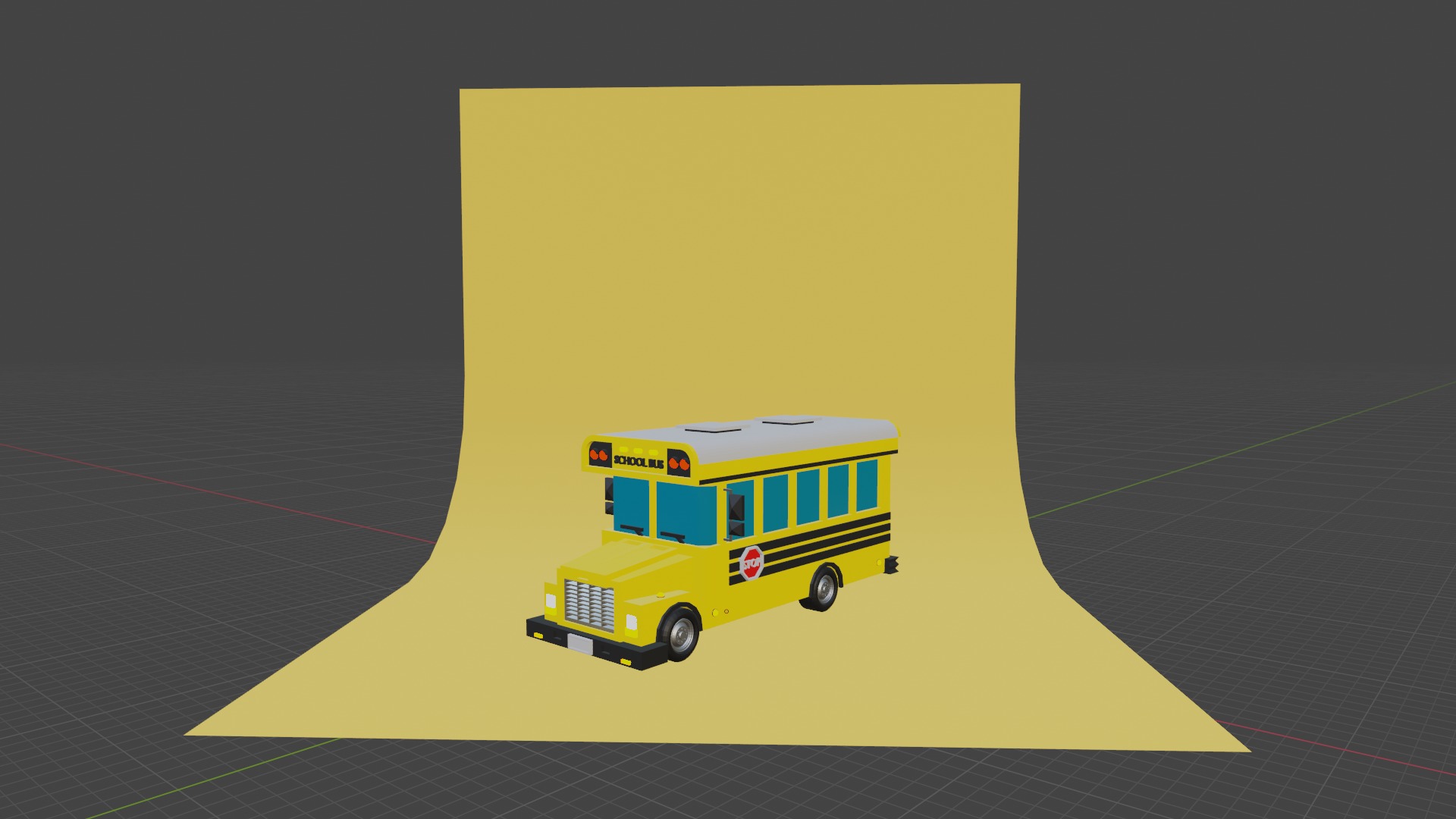 Stylized Yellow School Bus - Low-Poly Game Ready Model Low-poly 3D model_14