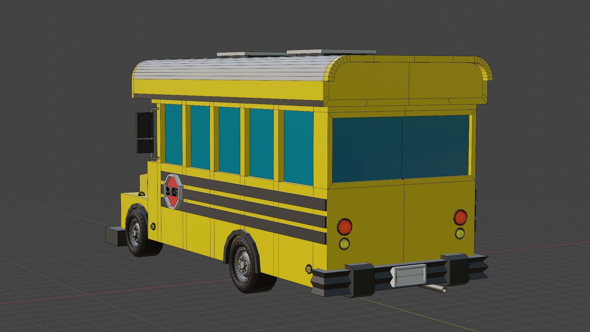 Stylized Yellow School Bus - Low-Poly Game Ready Model Low-poly 3D model_9
