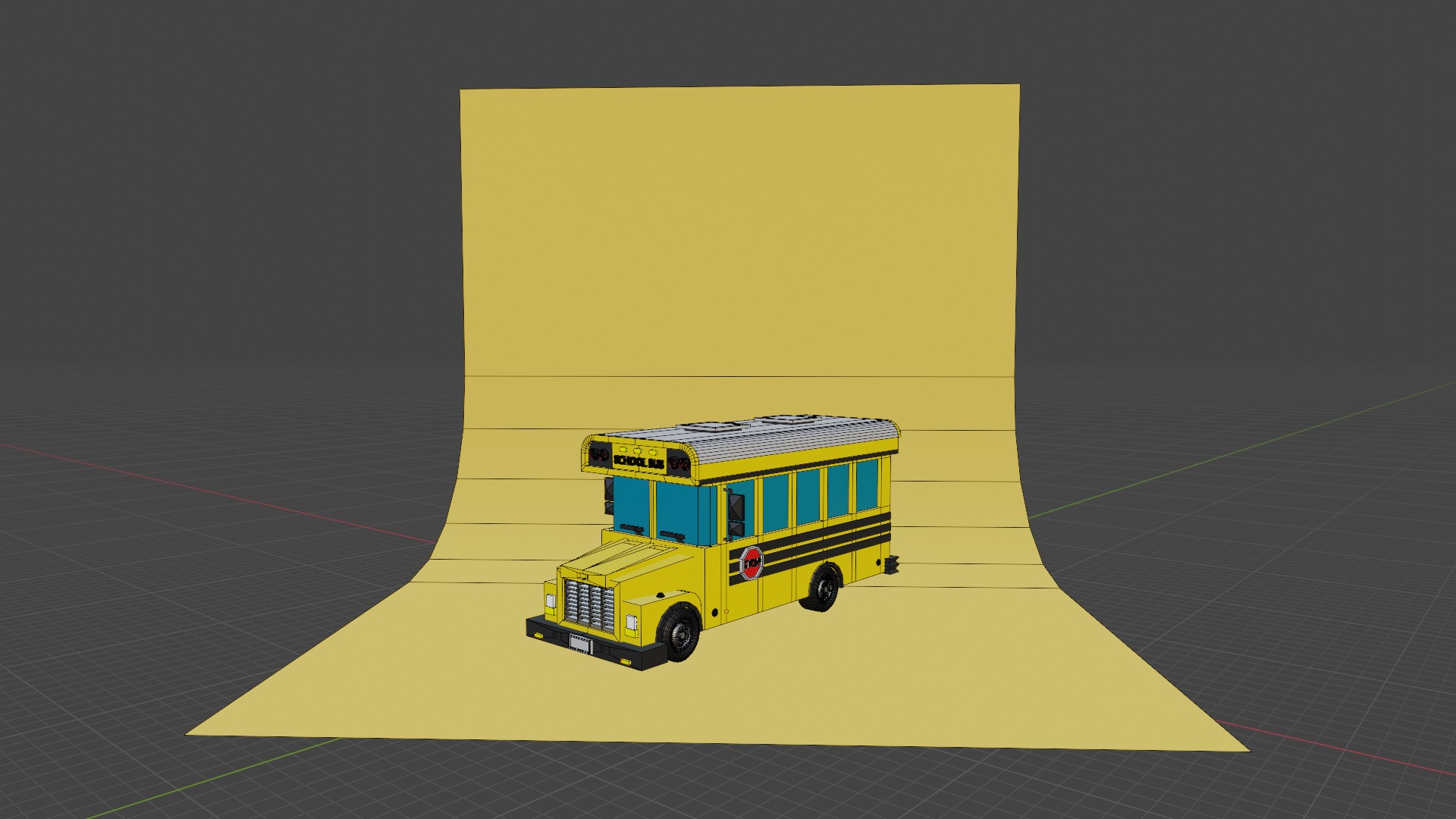 Stylized Yellow School Bus - Low-Poly Game Ready Model Low-poly 3D model_13