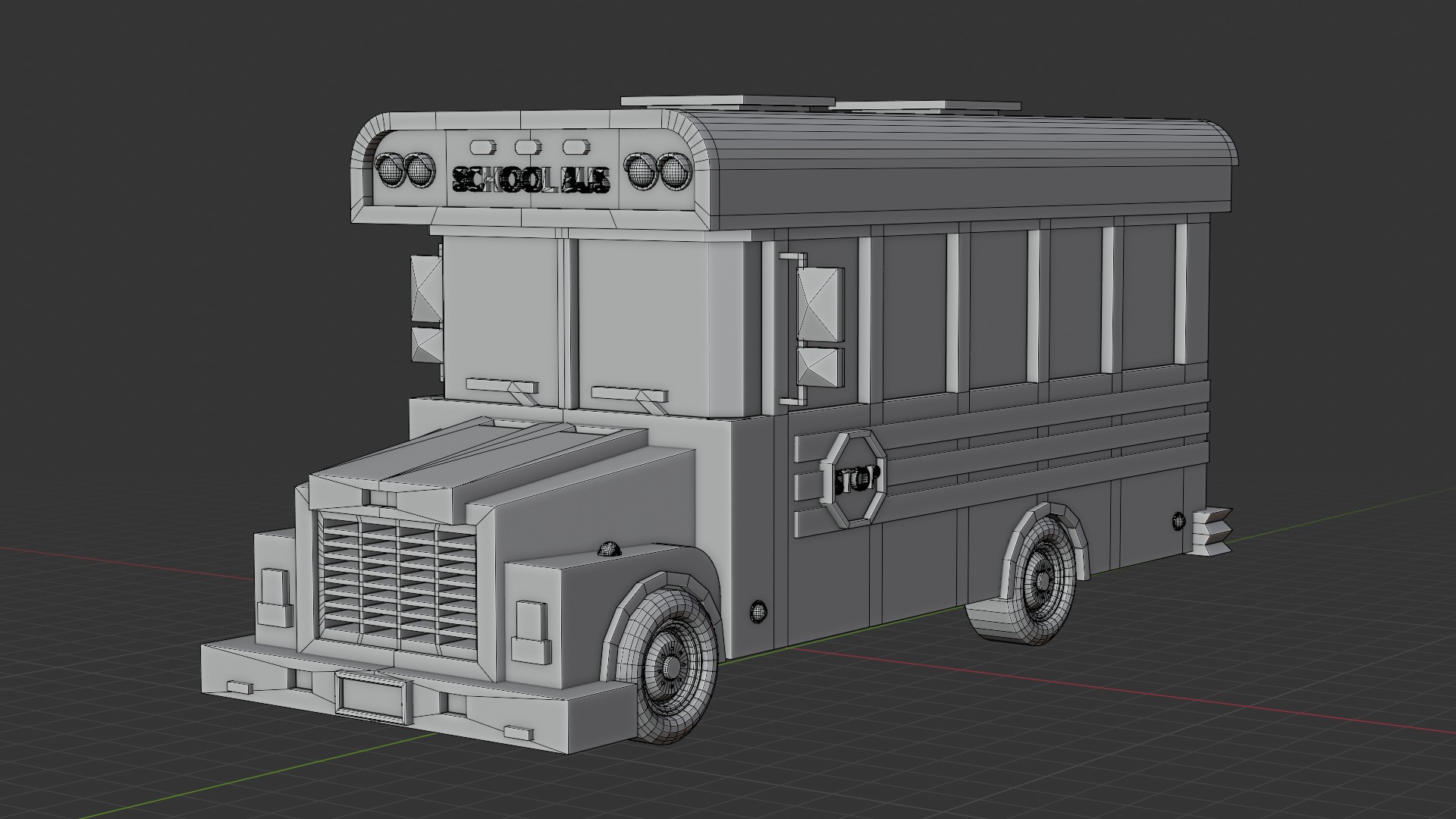 Stylized Yellow School Bus - Low-Poly Game Ready Model Low-poly 3D model_4