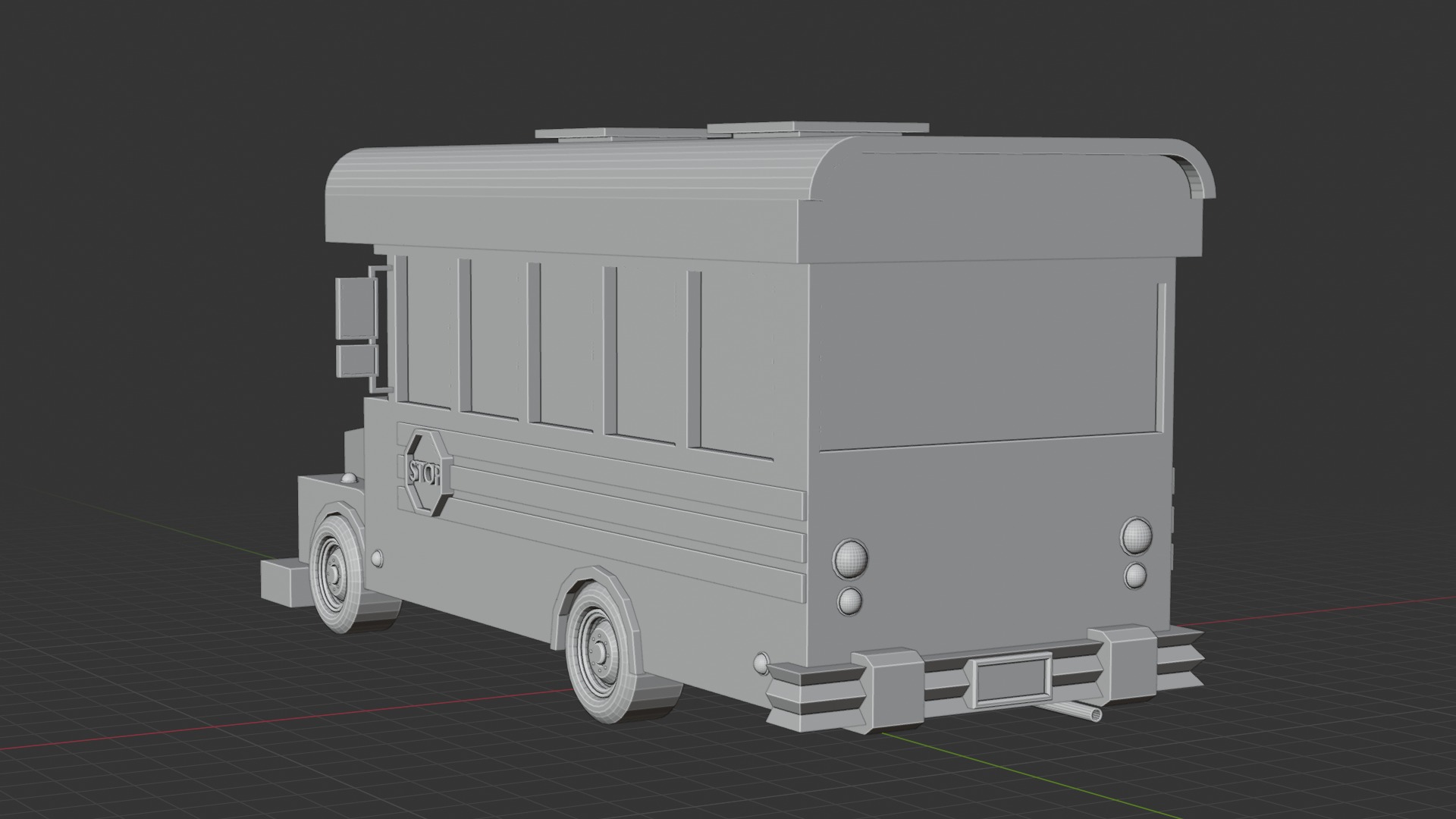 Stylized Yellow School Bus - Low-Poly Game Ready Model Low-poly 3D model_7