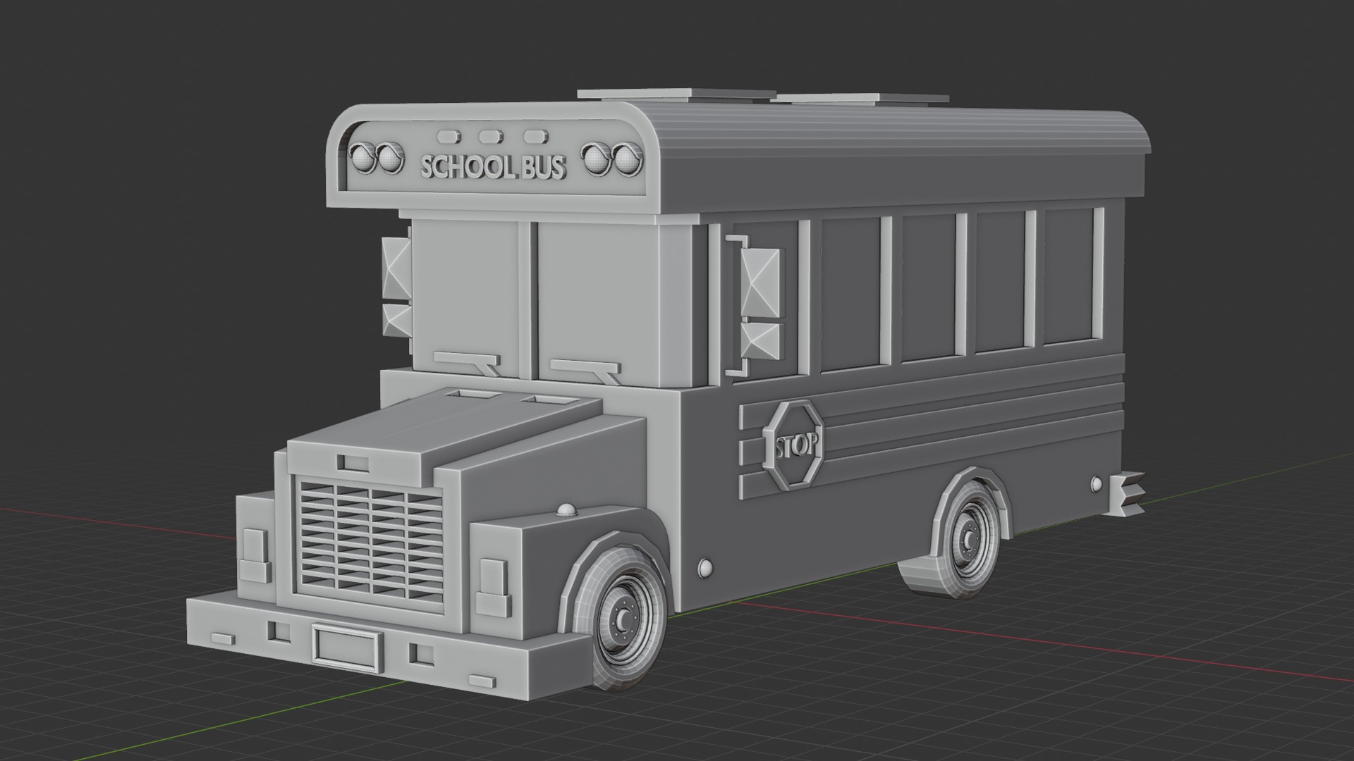 Stylized Yellow School Bus - Low-Poly Game Ready Model Low-poly 3D model_3
