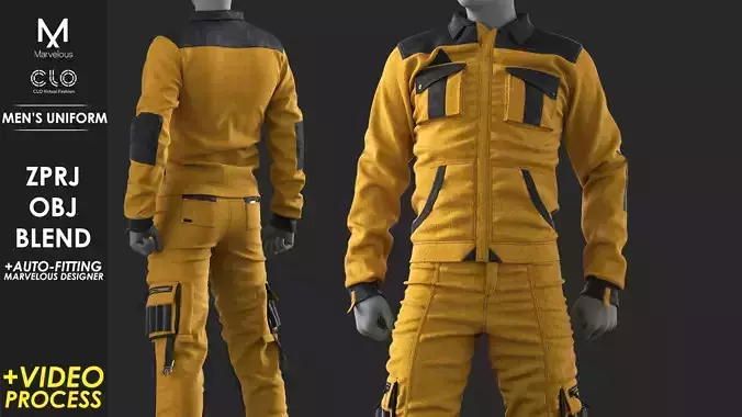 Mens Uniform - Marvelous Designer with Video Process 3D model