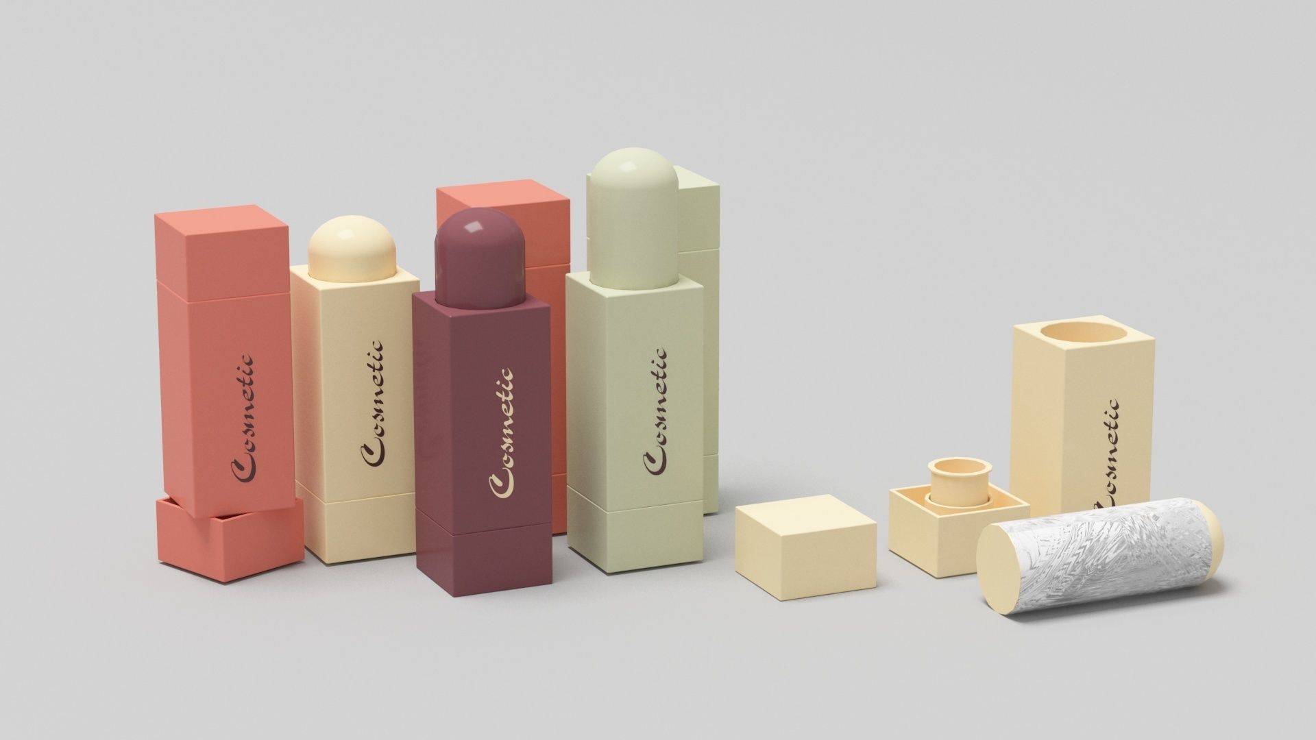 Cosmetic collection box with four chocolates inside 3D model_7