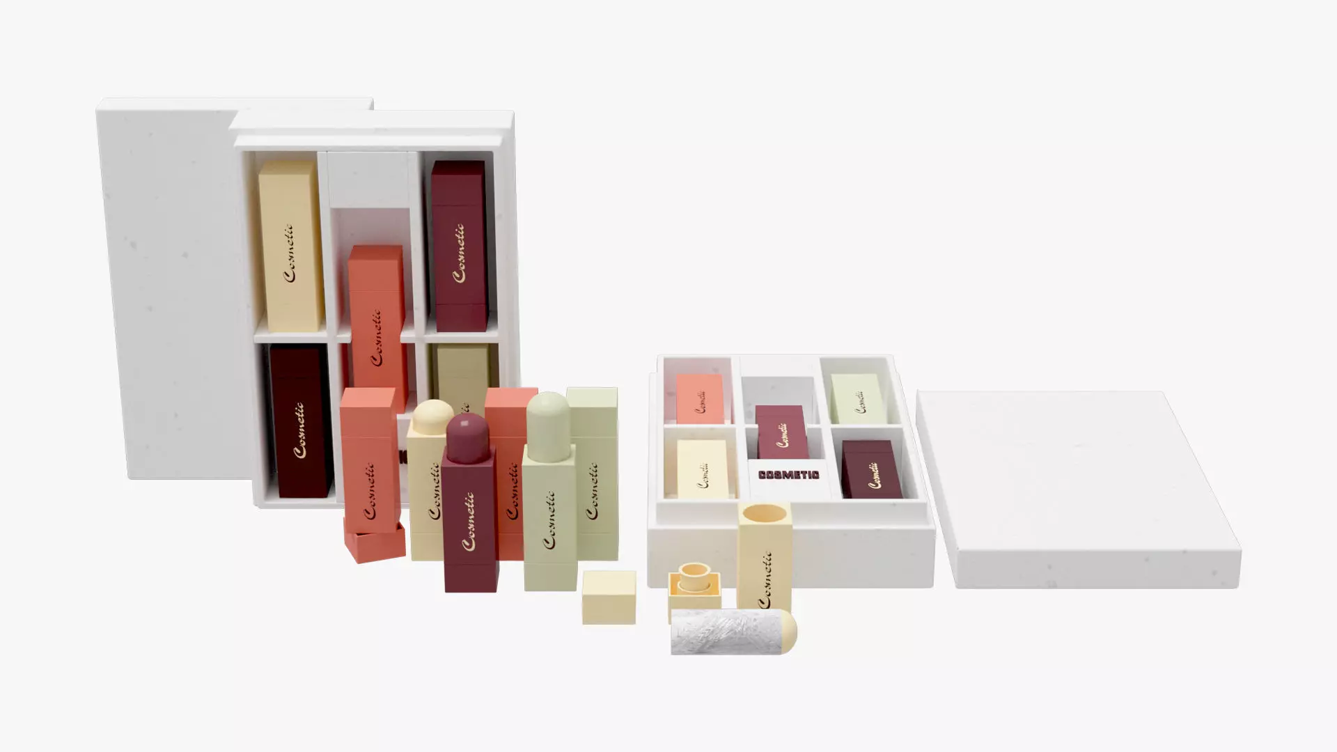 Cosmetic collection box with four chocolates inside 3D model_0