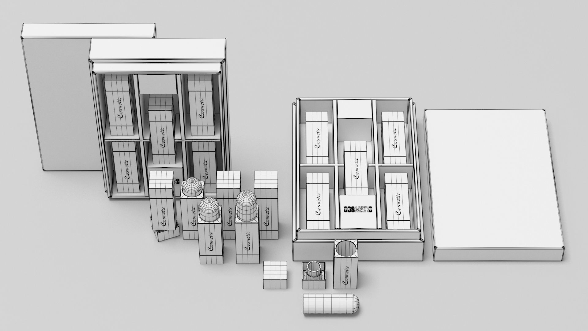 Cosmetic collection box with four chocolates inside 3D model_8