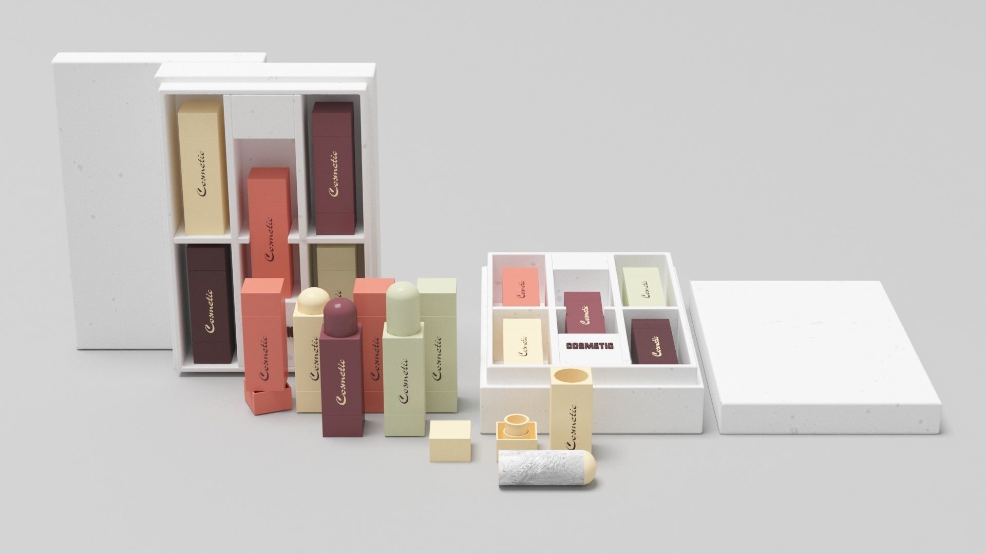 Cosmetic collection box with four chocolates inside 3D model_1