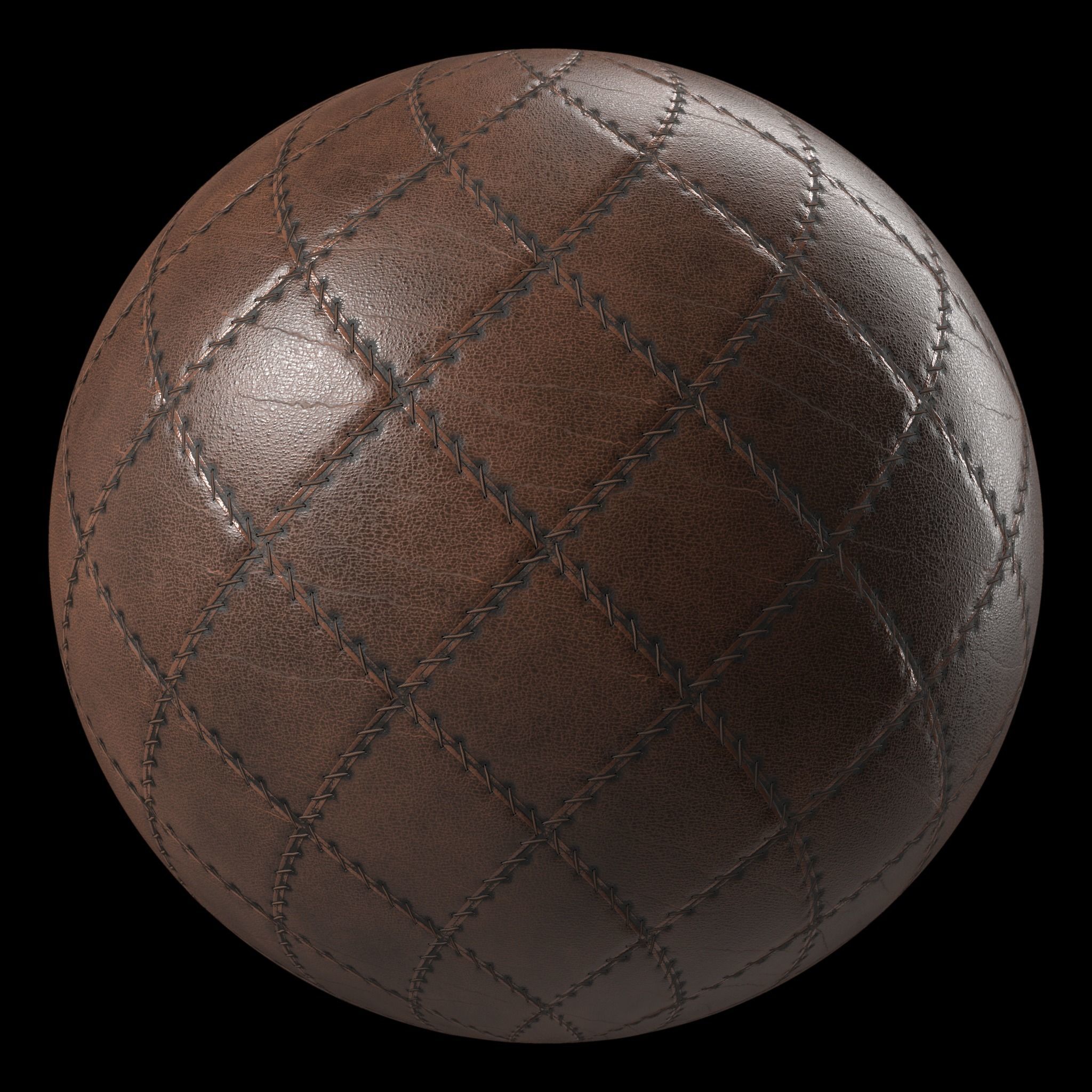 Leather Materials 3- Stitched leather - Pbr 4k Seamless Texture_5