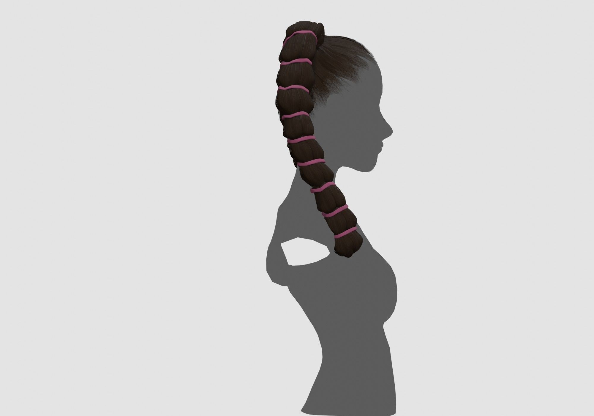 Stylized Long Hairstyle 3D model_2