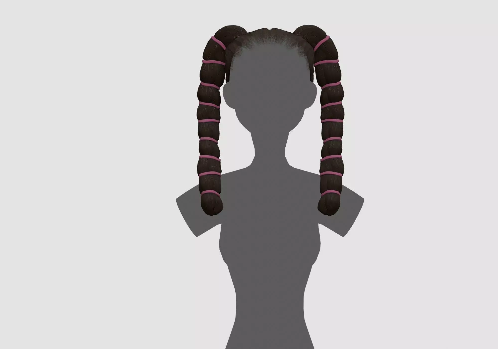 Stylized Long Hairstyle 3D model_0