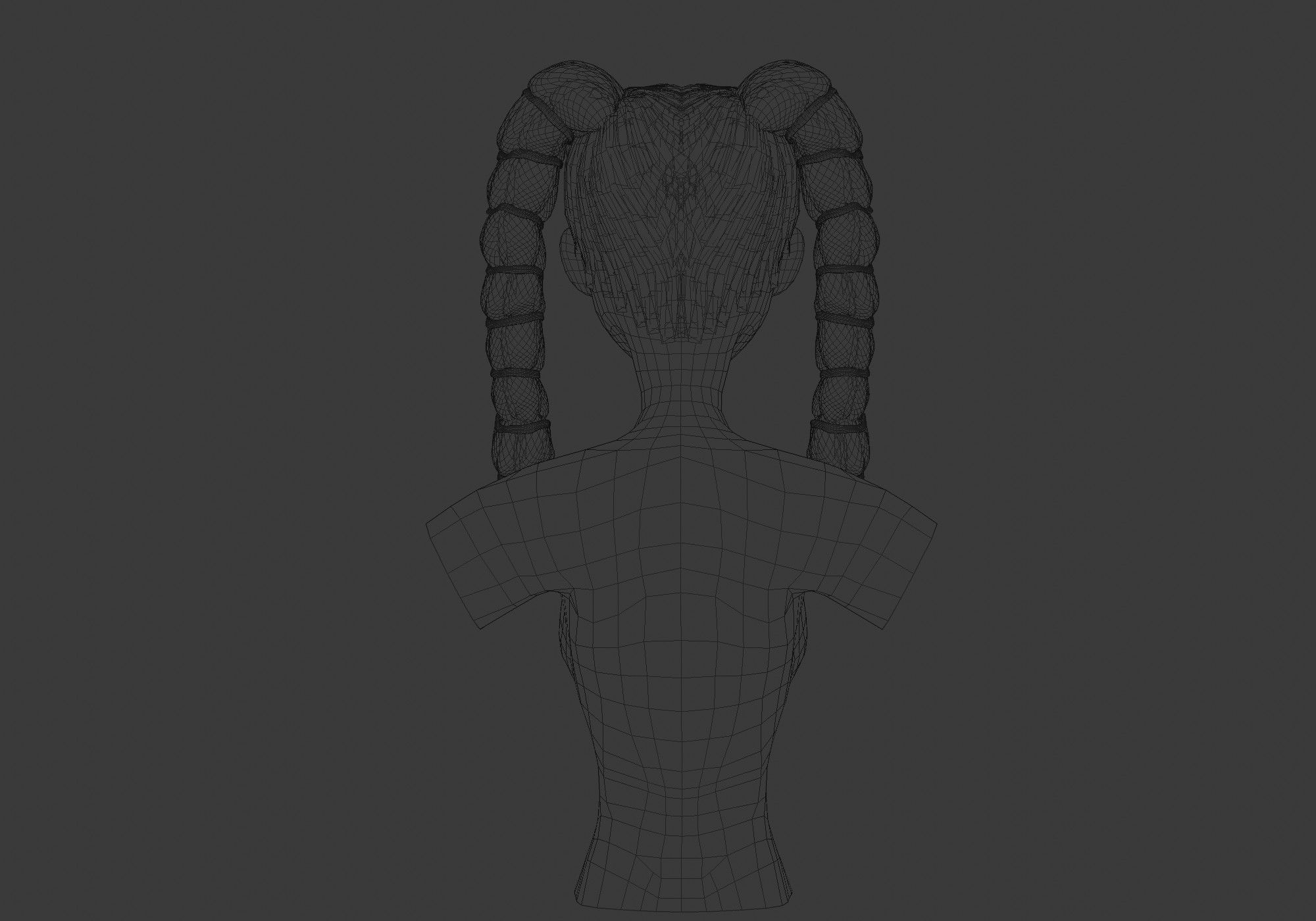 Stylized Long Hairstyle 3D model_9