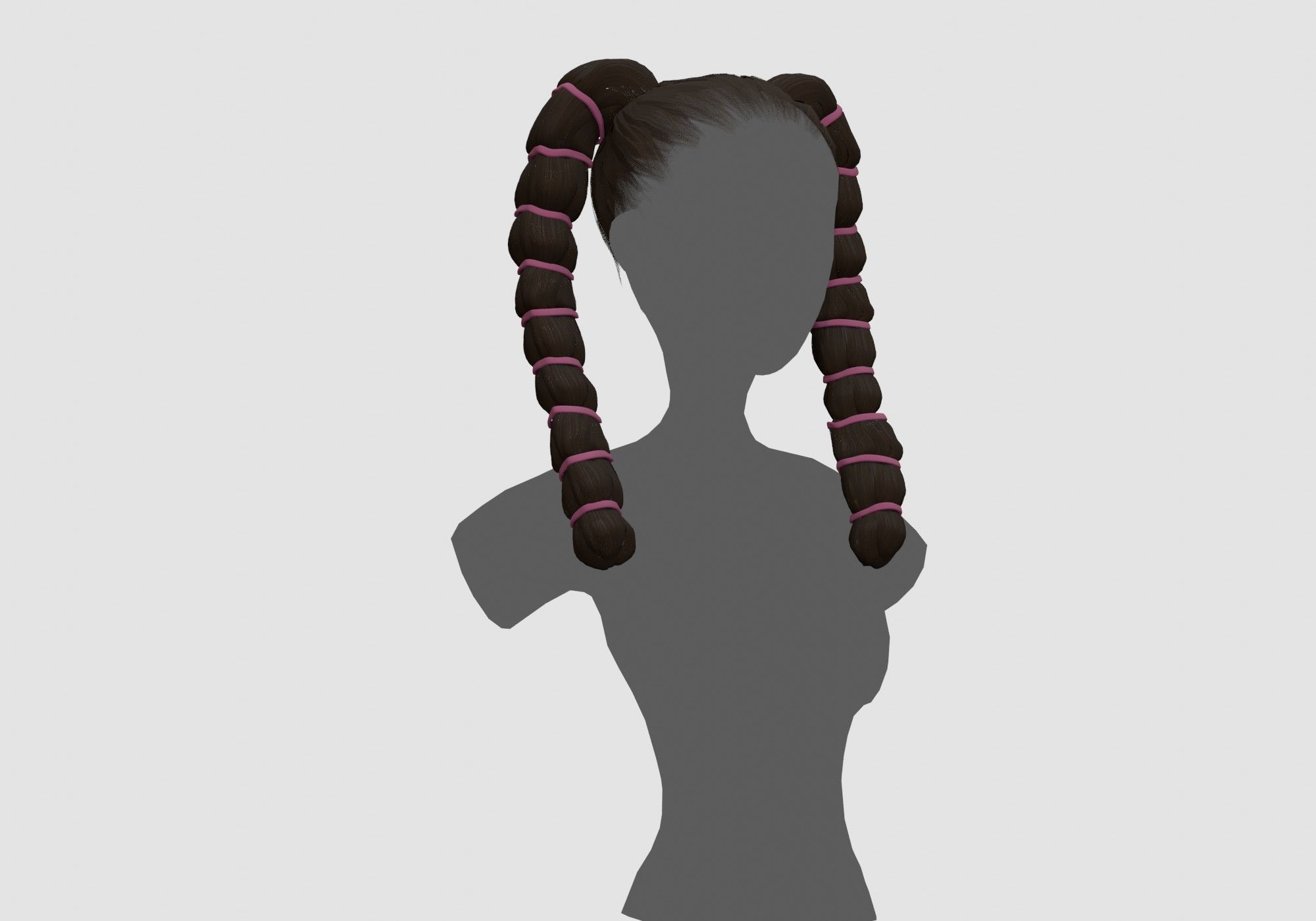 Stylized Long Hairstyle 3D model_1