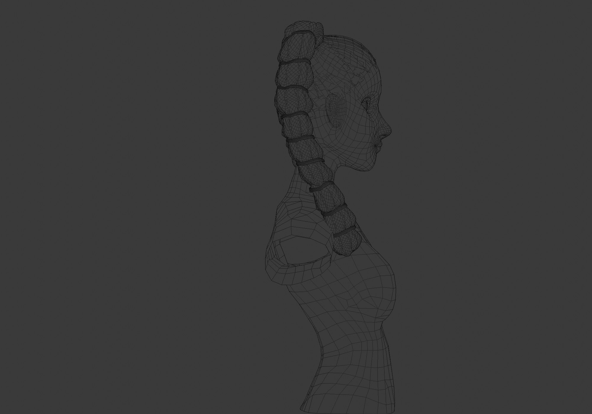 Stylized Long Hairstyle 3D model_7