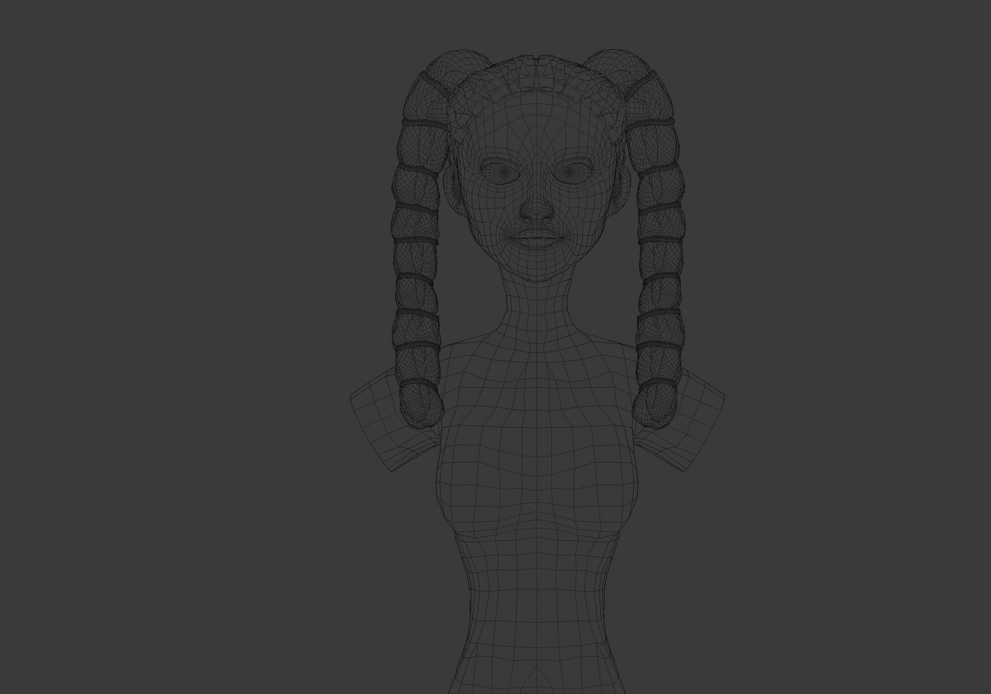 Stylized Long Hairstyle 3D model_5