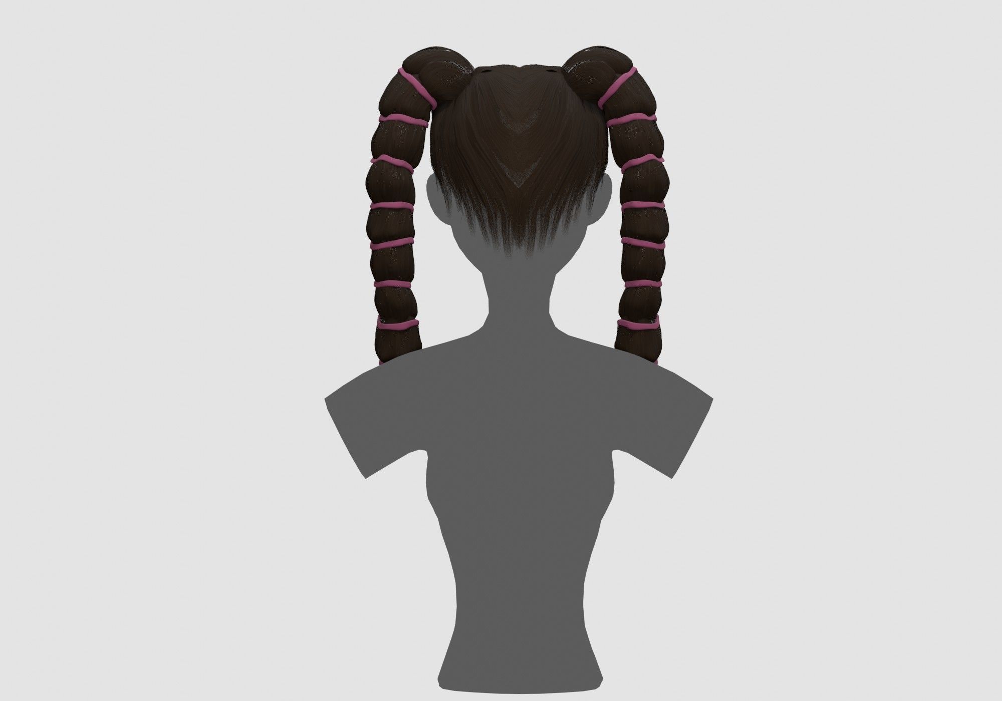 Stylized Long Hairstyle 3D model_4