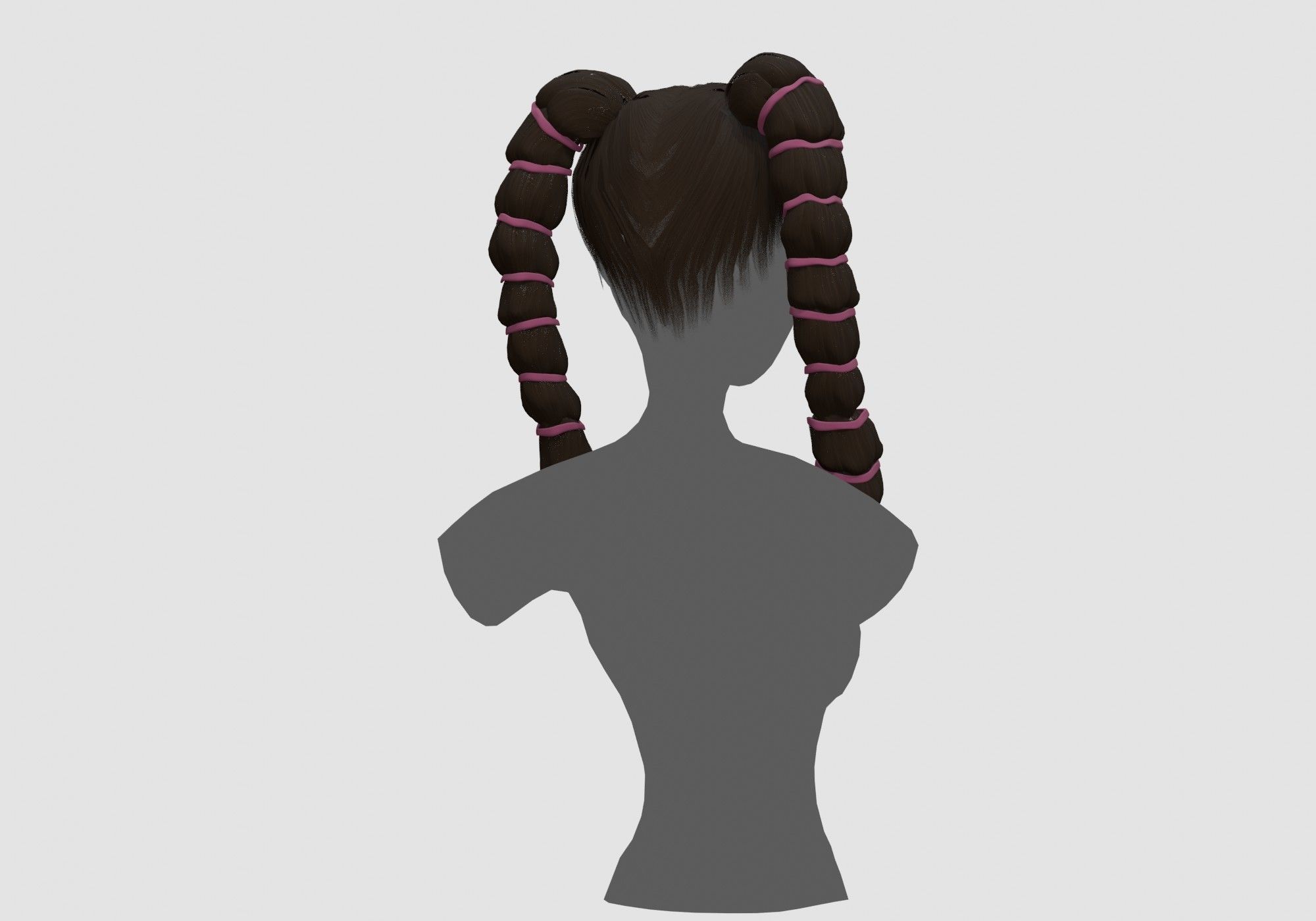 Stylized Long Hairstyle 3D model_3