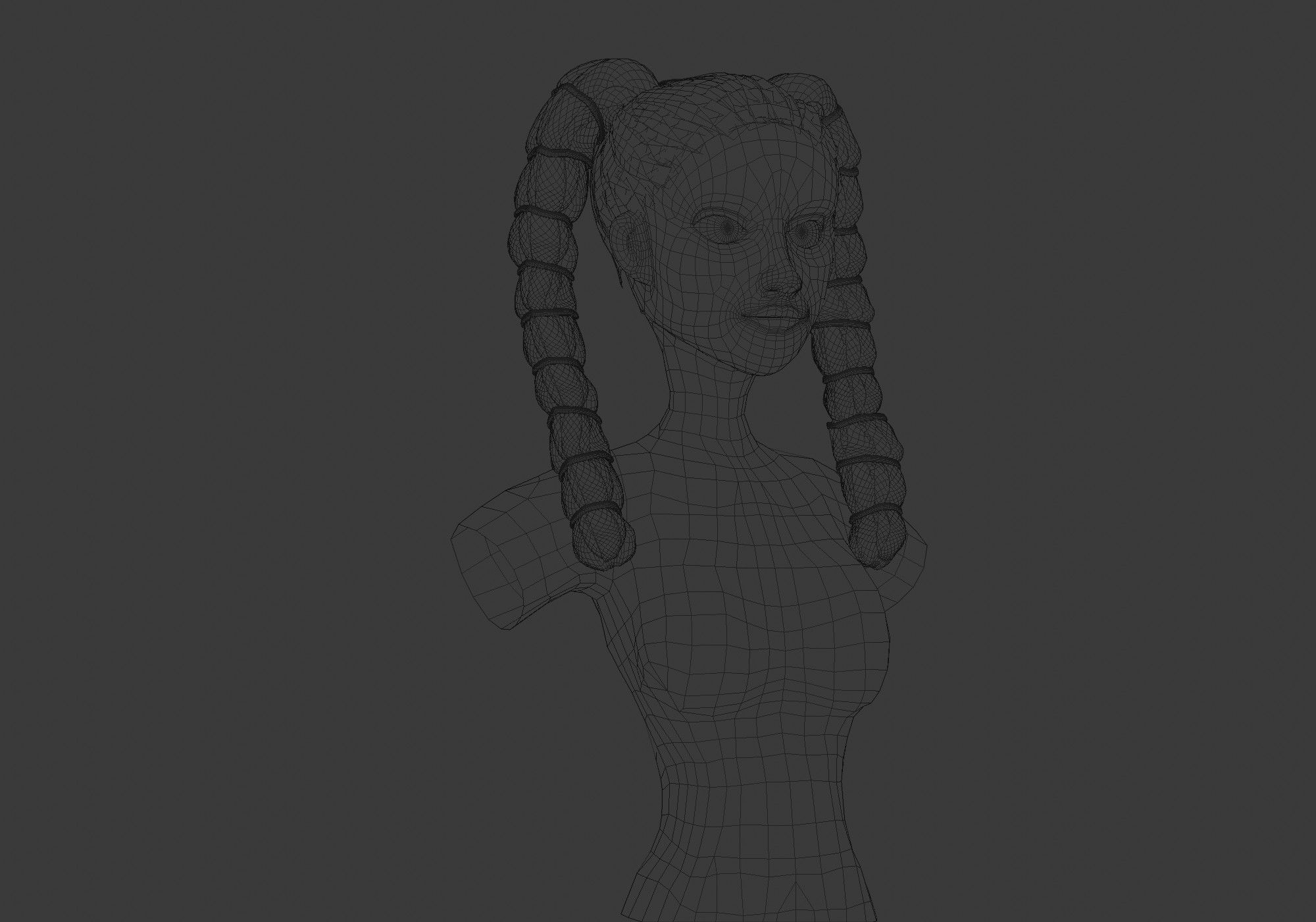 Stylized Long Hairstyle 3D model_6