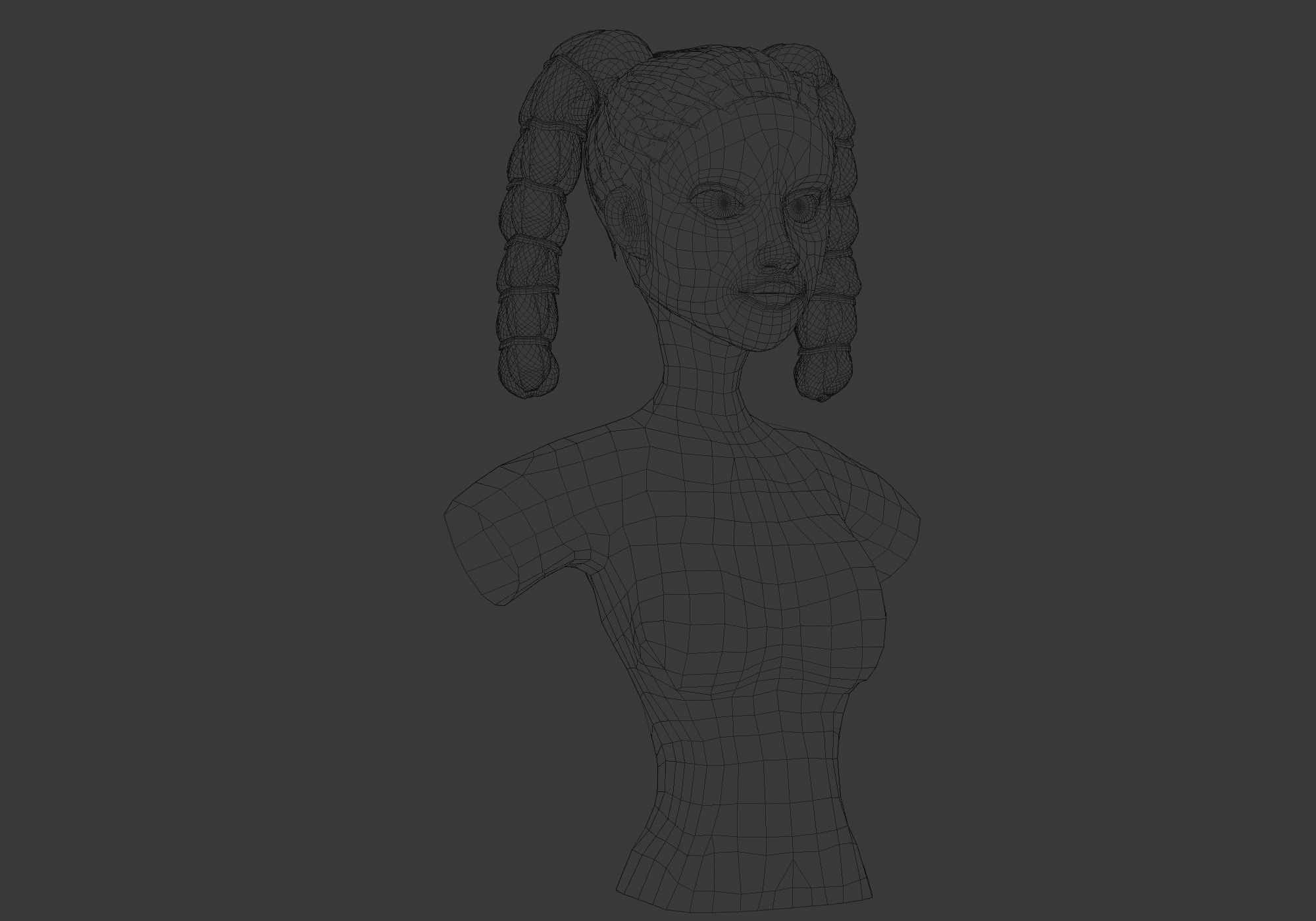 Stylized Female Hairstyle 3D model_6