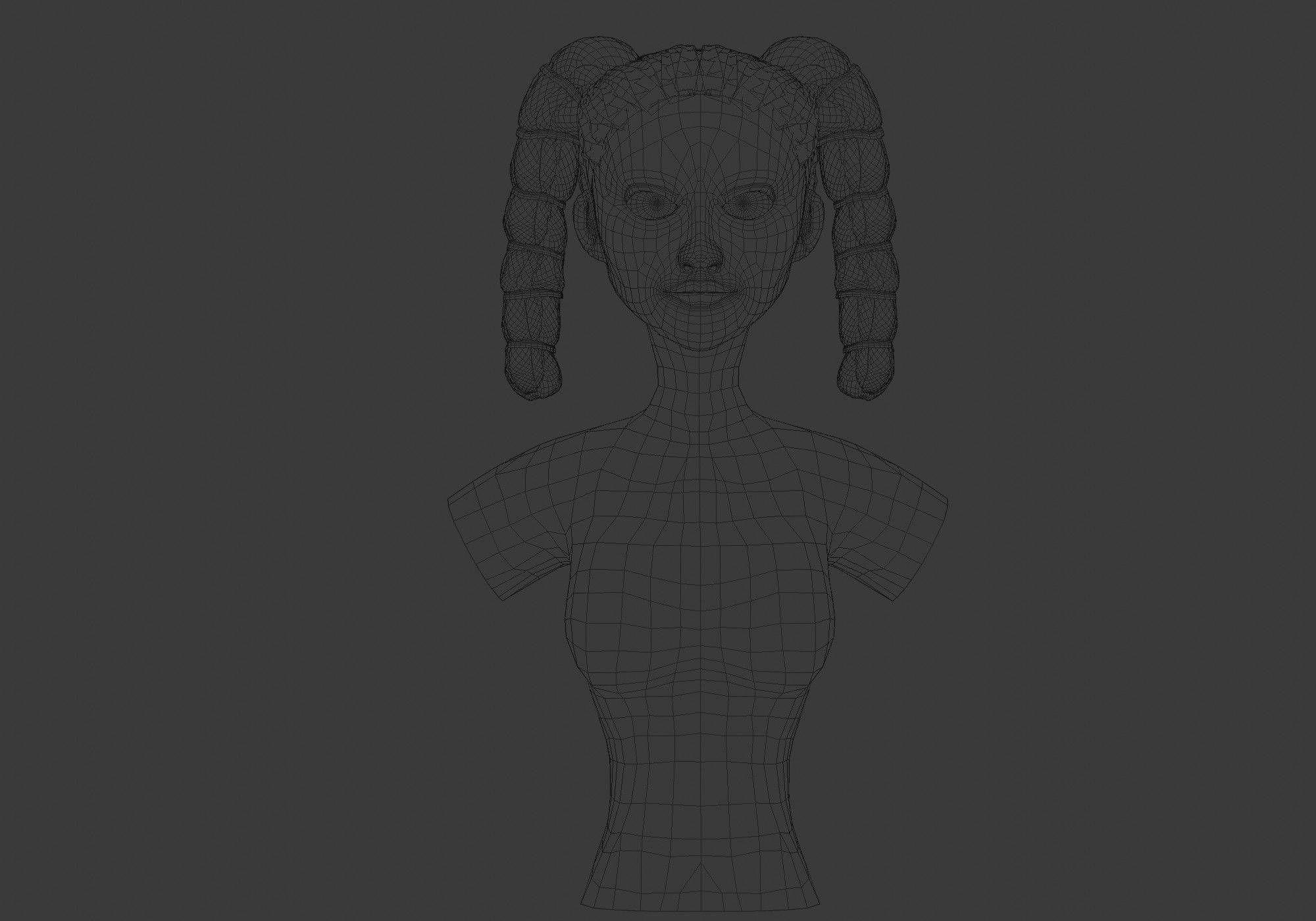 Stylized Female Hairstyle 3D model_5