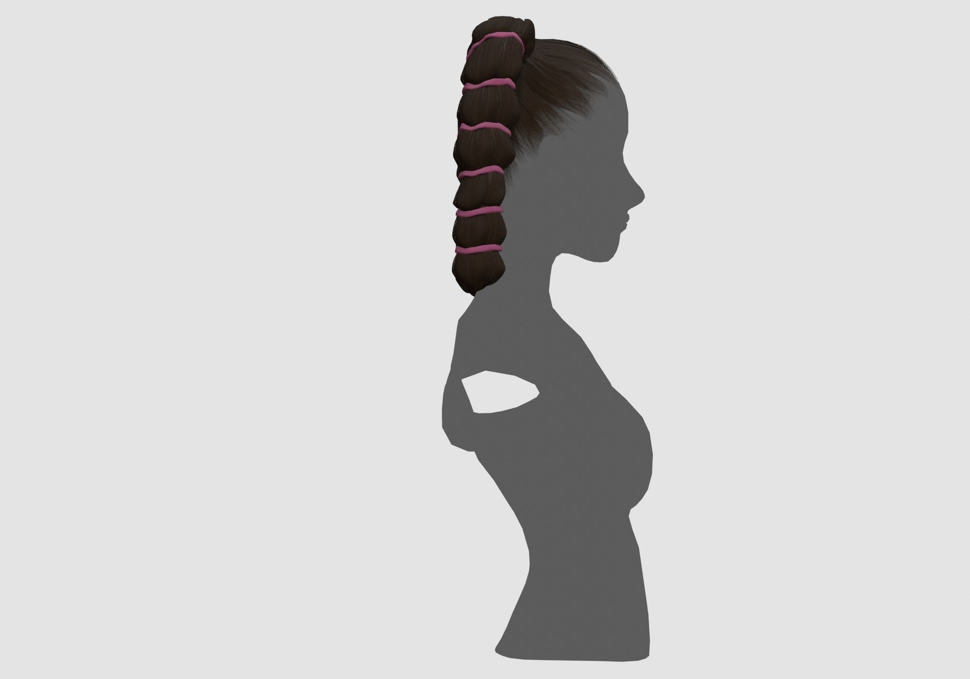 Stylized Female Hairstyle 3D model_2