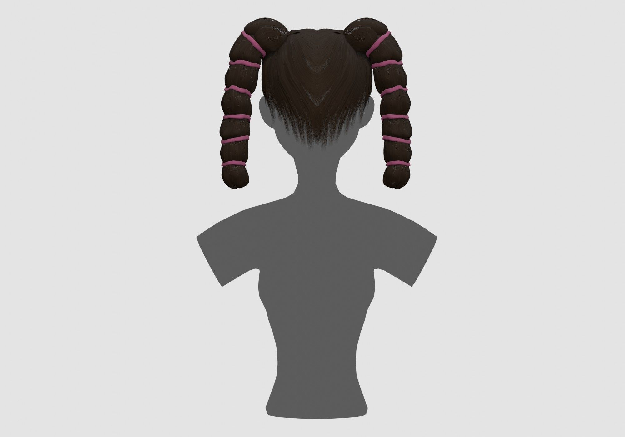 Stylized Female Hairstyle 3D model_4