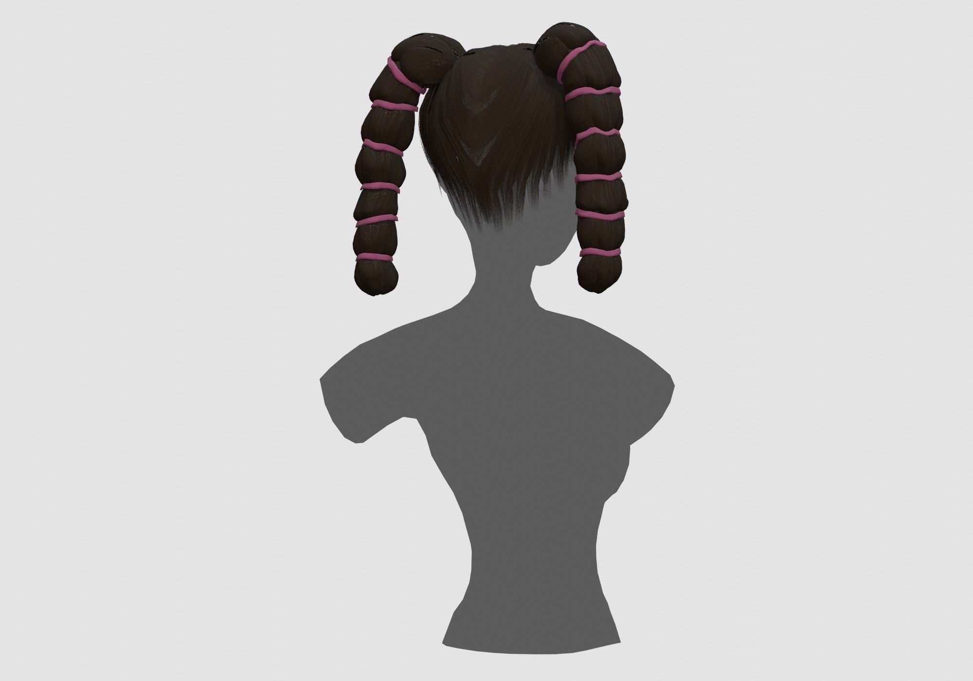 Stylized Female Hairstyle 3D model_3