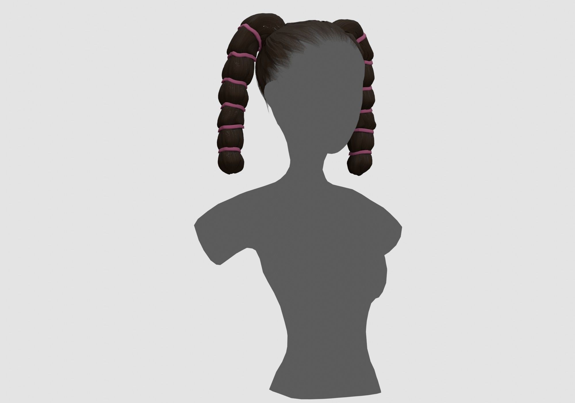 Stylized Female Hairstyle 3D model_1