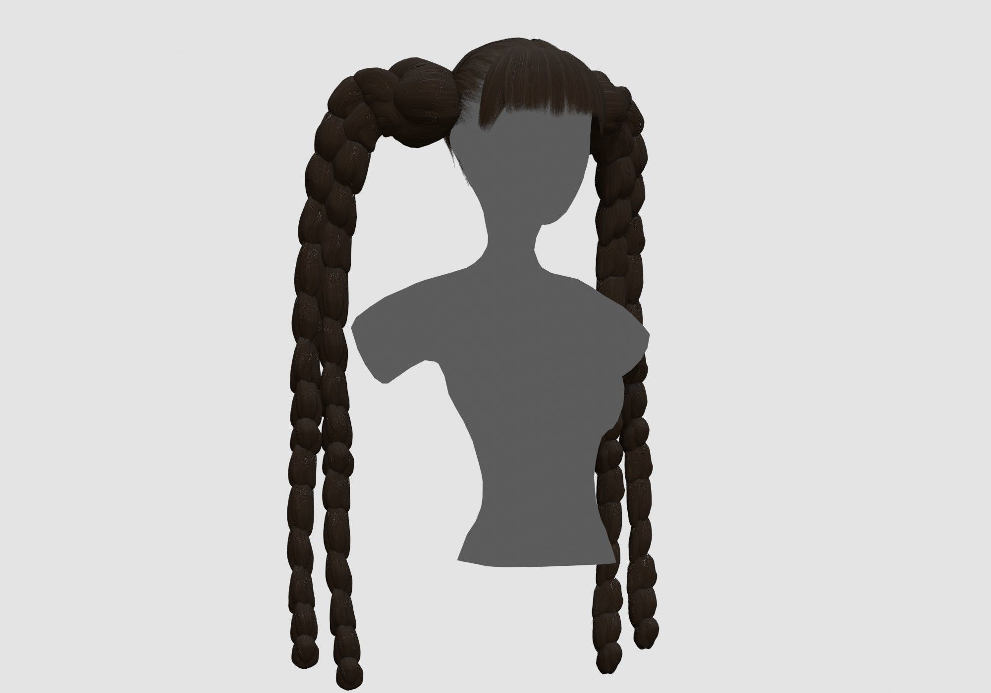 Ponytails Long Hairstyle 3D model_1
